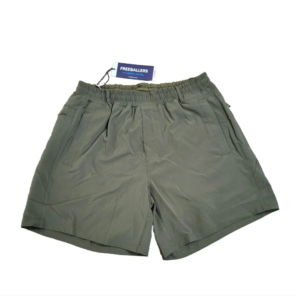 Freeballers Meripex Mens 6" Athletic Gym Training Shorts Lined Large Green - Picture 1 of 13